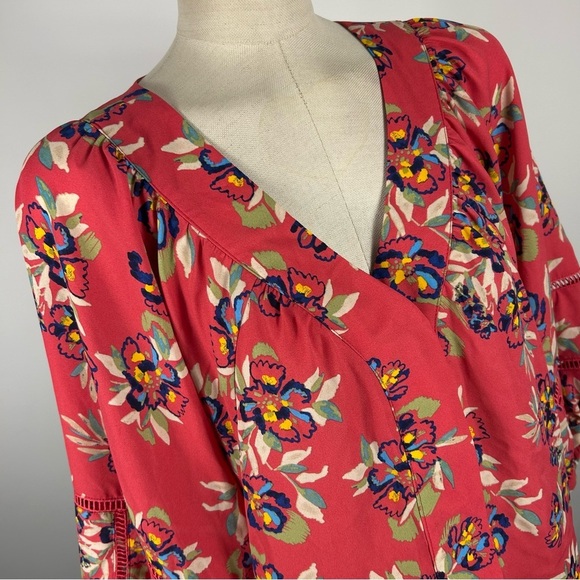 Zach & Rachel Women's Bubble Eye Lit Sleeve Button Down Floral Blouse Medium - Picture 3 of 9